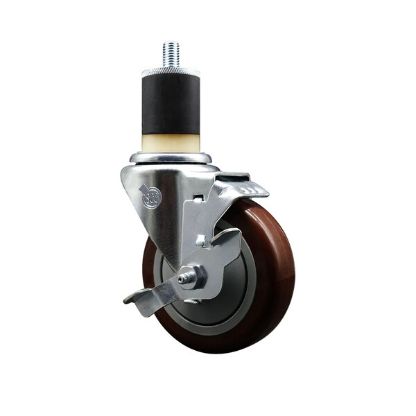 Service Caster 4'' SS Maroon Poly Swivel 1-7/8'' Expanding Stem Caster with Brake SCC-SSEX20S414-PPUB-MRN-TLB-178 - main